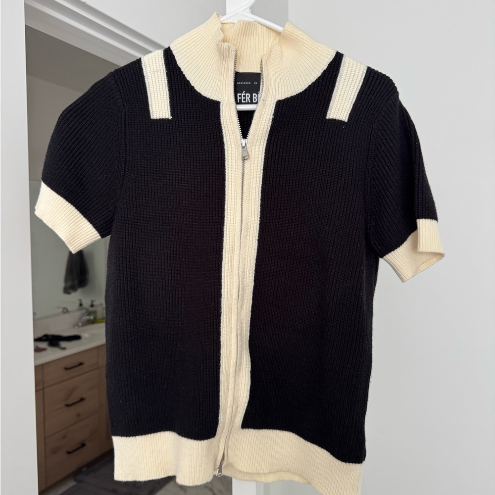 Women’s Black and Cream Sweater